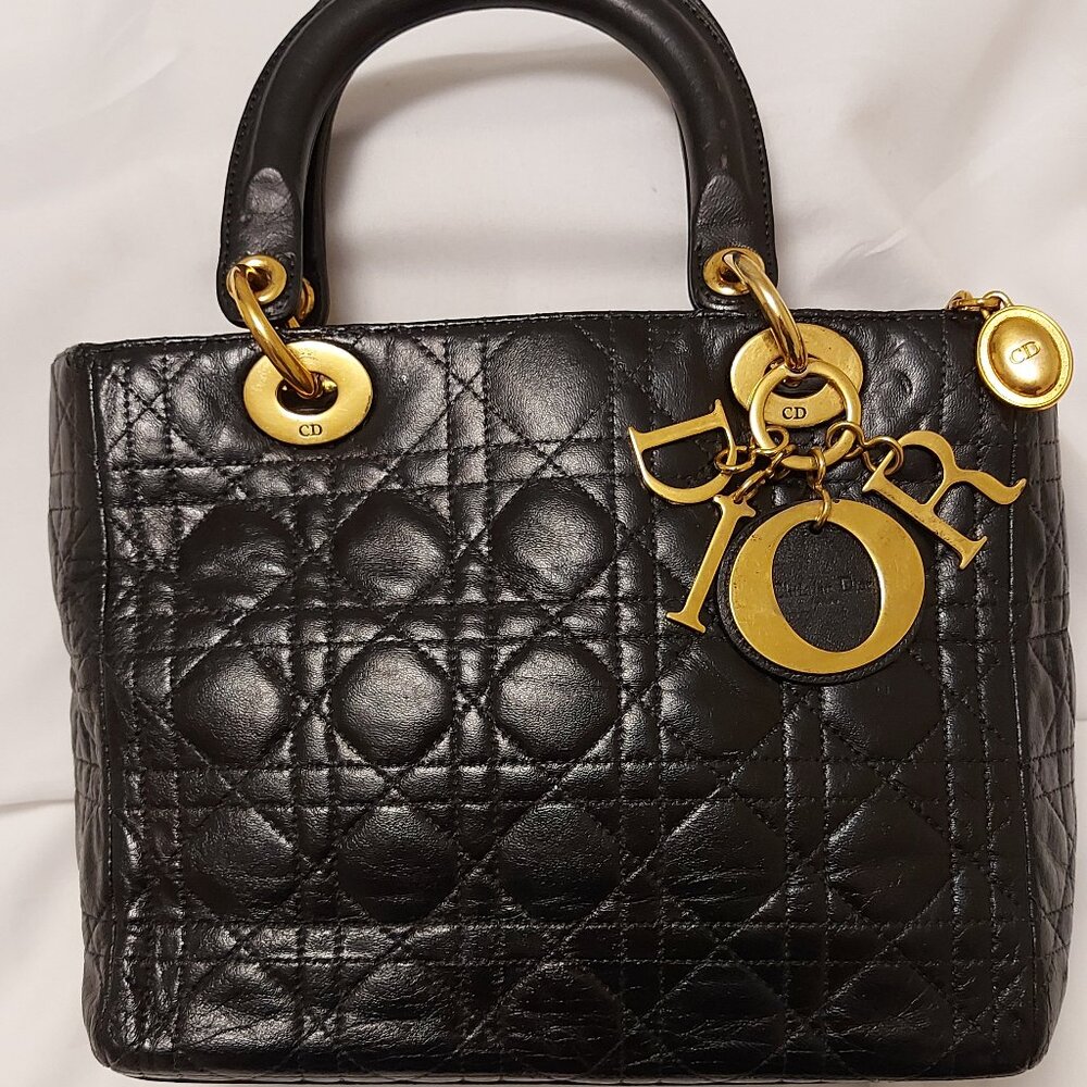 Lady Dior Cannage Quilted Black Leather bag